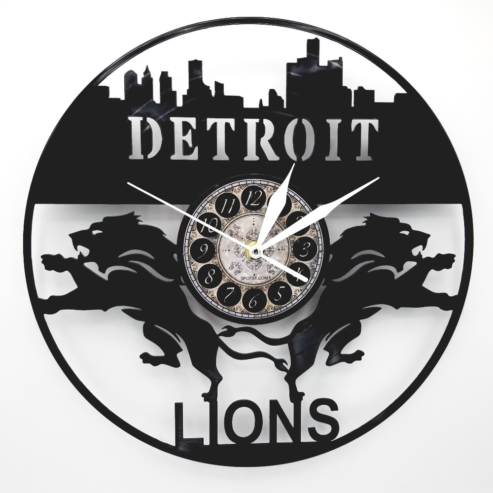DETROIT LIONS vinyl record clock